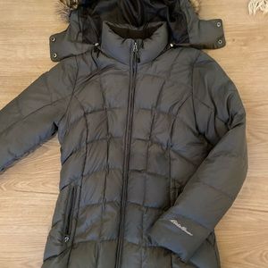 Green Eddie Bauer Parka with Detachable Fur Hood